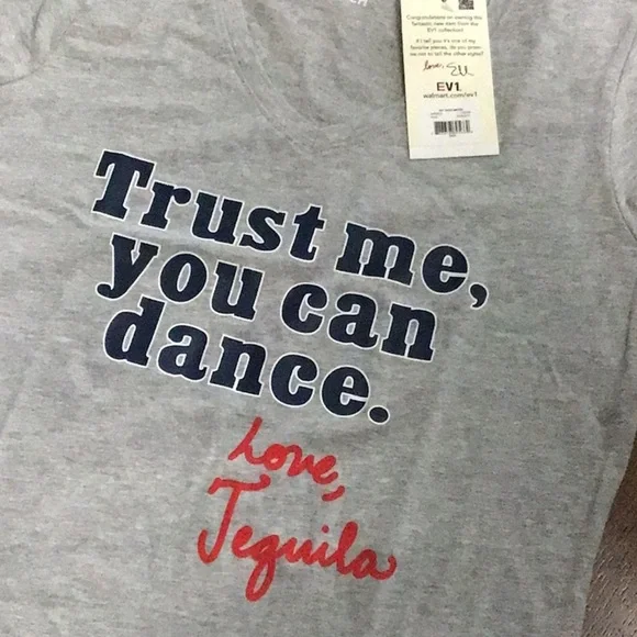 Gray Short Sleeve Tee with Blue and Red Print - Picture 1 of 7